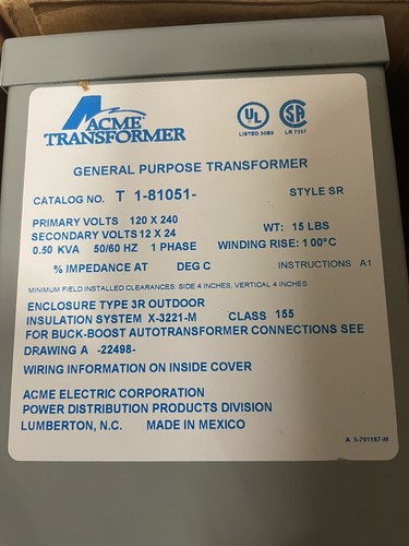 Acme electric transformer - electric,