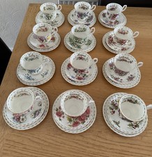 Vintage Full Set 12 ROYAL ALBERT Flower of the Month Trios Cups Saucers Plates 