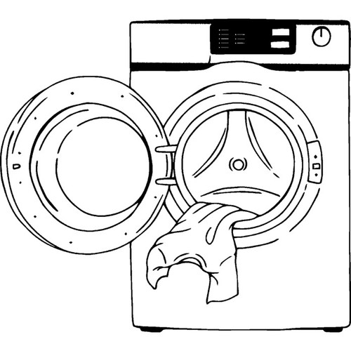 Open washing machine - 'open, machine'