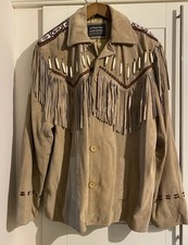 ATTRACTION Original Outerwear Real Suede Fringed Beaded Country Western Jacket