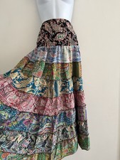 Gypsy Maxi Skirt Long Tiered Hippie Festival Indian Boho Vintage Rainbow Floaty