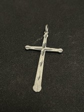 Vintage Diamond Cut 2 Sided Cross Pendant 925 Sterling Solid Silver 1.8" (4.5cm)