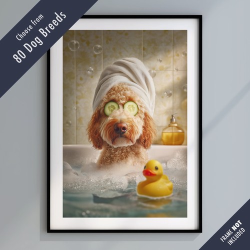 Funny dog bath print - print, –