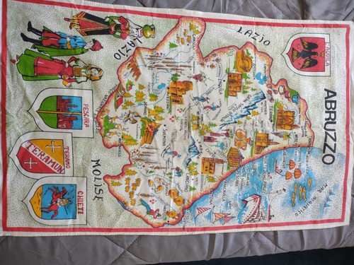 Vintage tea towel map - map, of