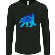 A Blue Flame Grizzly Bear Mens Long Sleeve T-Shirt