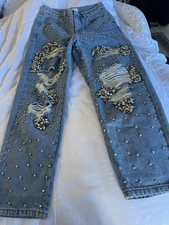 Vintage Crystal Moto Jeans 25 “