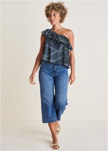Nwot one shoulder ruffle top - nwot,