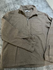 mens zara pullover quarter zip shirt, wool blend, dark beige