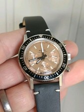 Ltd Ed Nivada Grenchen 38mm Chronoking Salmon Dial watch-Seiko VK63 Chronograph 