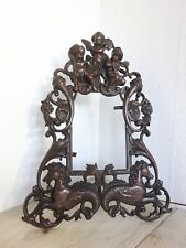 Edwardian cast iron photograph frame, freestanding Baroque style, hippocampi