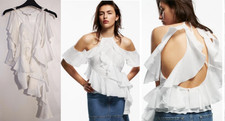 Zara White Frill Ruffled Top