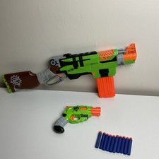 NERF Gun Bundle Zombie Strike Slingfire Shotgun + Doublestrike Pistol + Bullets