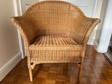 LARGE WICKER RATTAN CHAIR - WIDE, SOLID, COMFORTABLE, VINTAGE, RETRO