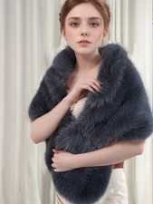Women faux fur shawl - faux,
