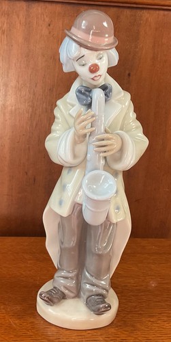 Lladro clown playing saxophone - lladro,
