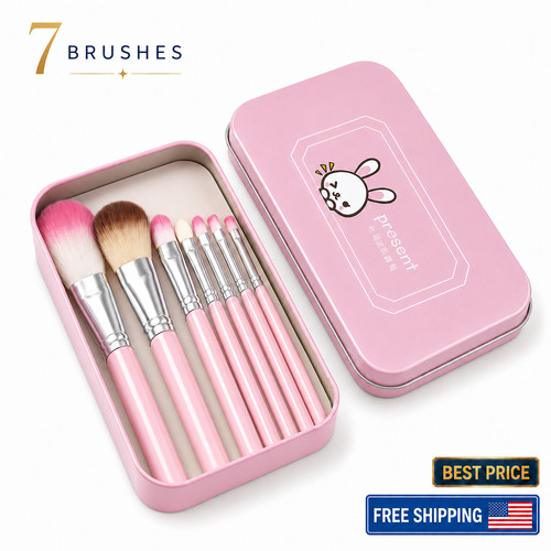 Piece pink makeup brush set - pink,