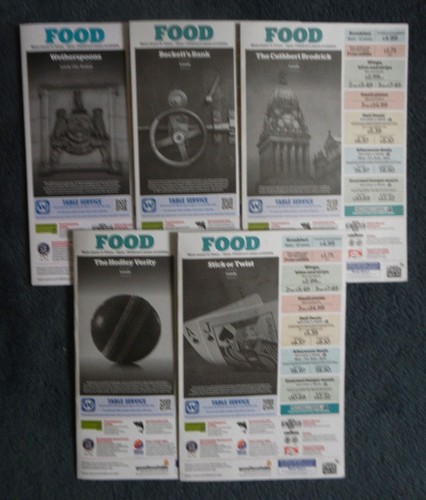 Five wetherspoons menus - five,