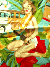 Aloha Girls Alexander Henry Fabric Pinup Hawaii dog bandana