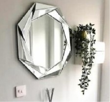 Large Round Silver Octagonal Wall Mirror 65cm Wall Hanging Ornament Home Decor