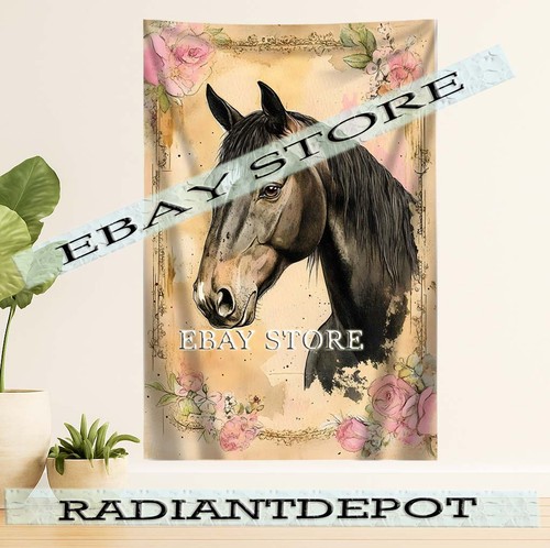 Horse floral frame tapestry - frame,