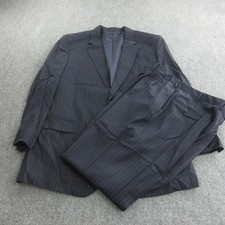 Canali Suit Mens 48L Navy Pinstripe 2 Piece 100% Wool Made In Italy Jacket Pants