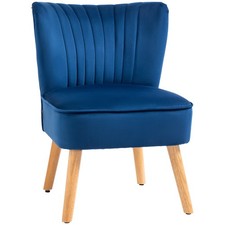 HOMCOM Velvet Accent Chair Occasional Tub Chair for Living Room, Dark Blue