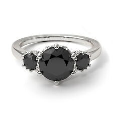 Fancy 4 Ct Black Diamond Ring In White Gold Finish AAA Certified! Valentine gift