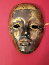 Rare Vintage Decorative Mardi Gras Face Mask Solid Brass Wall Hanging