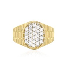 10k Solid Yellow Gold Pave Oval Men's Jubilee Ring