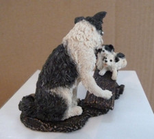 FIESTA Studio Metal Border Collie SHEEPDOG and PUPPIES .  VGC  2.5 inch tall