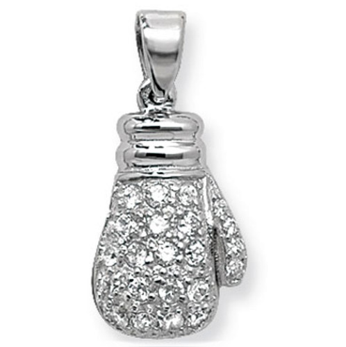 Silver boxing glove pendant - boxing,