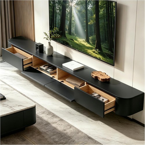 220cm black floating wall - black,