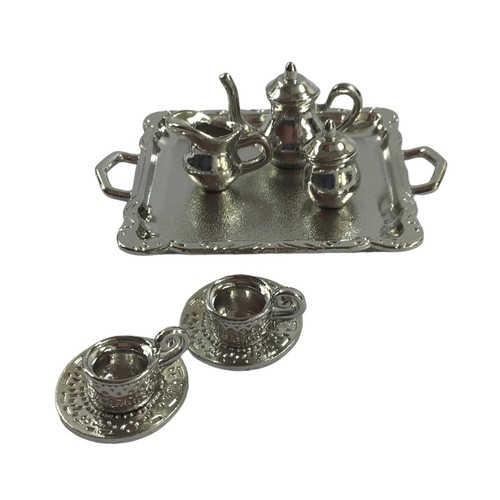 Dolls house silver tea - dolls,