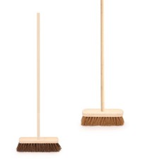 Yard Broom Soft Stiff Outdoor Garden Brush Wooden Handle Sweeper