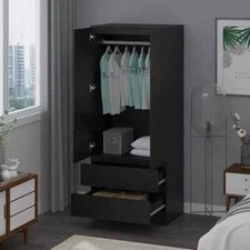 Matt Black 2 Door 2 drawer Combi Wardrobe Scratch Resistant Soft Close Graded