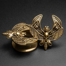 Death moth gold pvd saddle - gold, ear