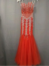 Jovani Red Tulle Silver Sequin