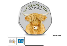NEW HIGHLAND COW COLOUR COMMEMORATIVE 50p Shaped Collector Edition new stock