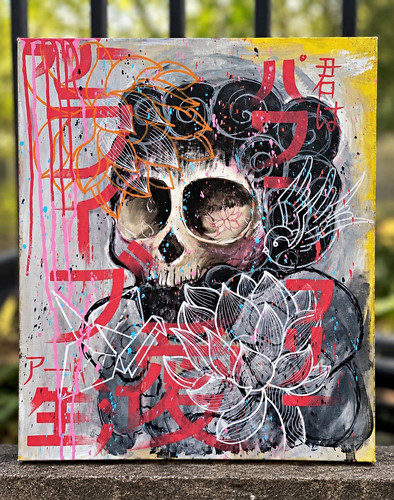 Original hand painted skull - original,