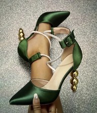 Women’s Rhinestone Decor High Heels, Fashion Point Toe Dress Pumps,Stylish Shoe 