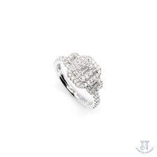 18k white gold emerald - white, cluster