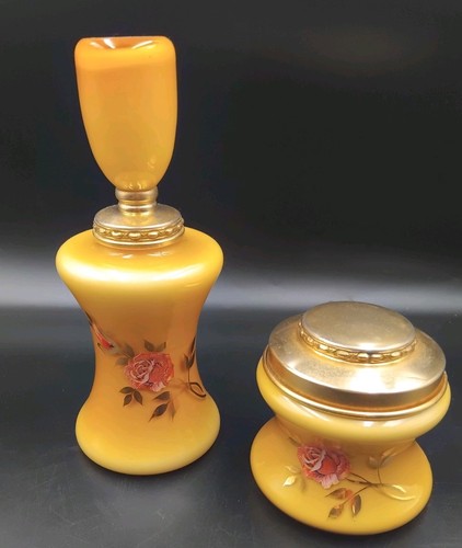 Vintage yellow glass dressing - glass,