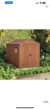 ‎Keter Manor 6 x 8ft Outdoor Garden Plastic Double Door Storage Shed In Brown