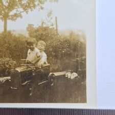 Vintage Photograph Toy Motorcar Style Children's Push Along Toy Car Happy Child 