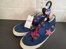 NEW - Girl's Marks & Spencers Blue Suede boots - UK 2 - elastic laces