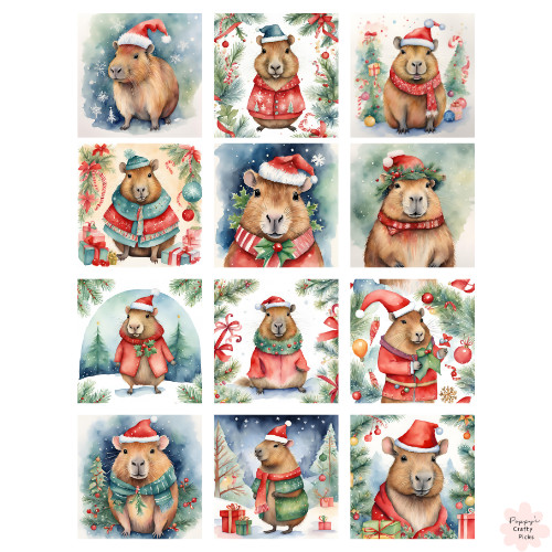 Capybara christmas card making - capybara,