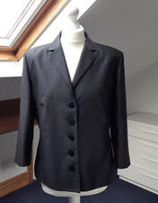 Vintage black silk dupion-style fabric jacket three quarter sleeves by Viyella.