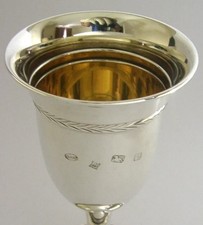 VERY STYLISH MINT ENGLISH STERLING SILVER WINE GOBLET CHALICE CUP 1987 BARWARE