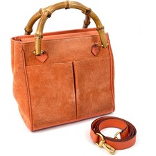 Gucci Shoulder Bag  Hand 2way Bamboo Suede Orange Authentic 295T0299