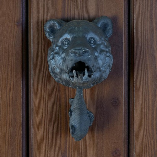 Large brass bear door knocker - door,